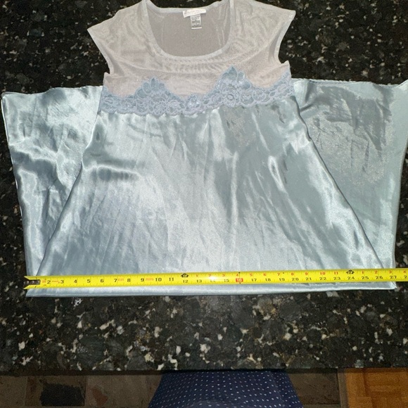 Morgan Taylor Intimates Women's Satin Nightgown SM Clay Blue Green Misty Color - Picture 11 of 11